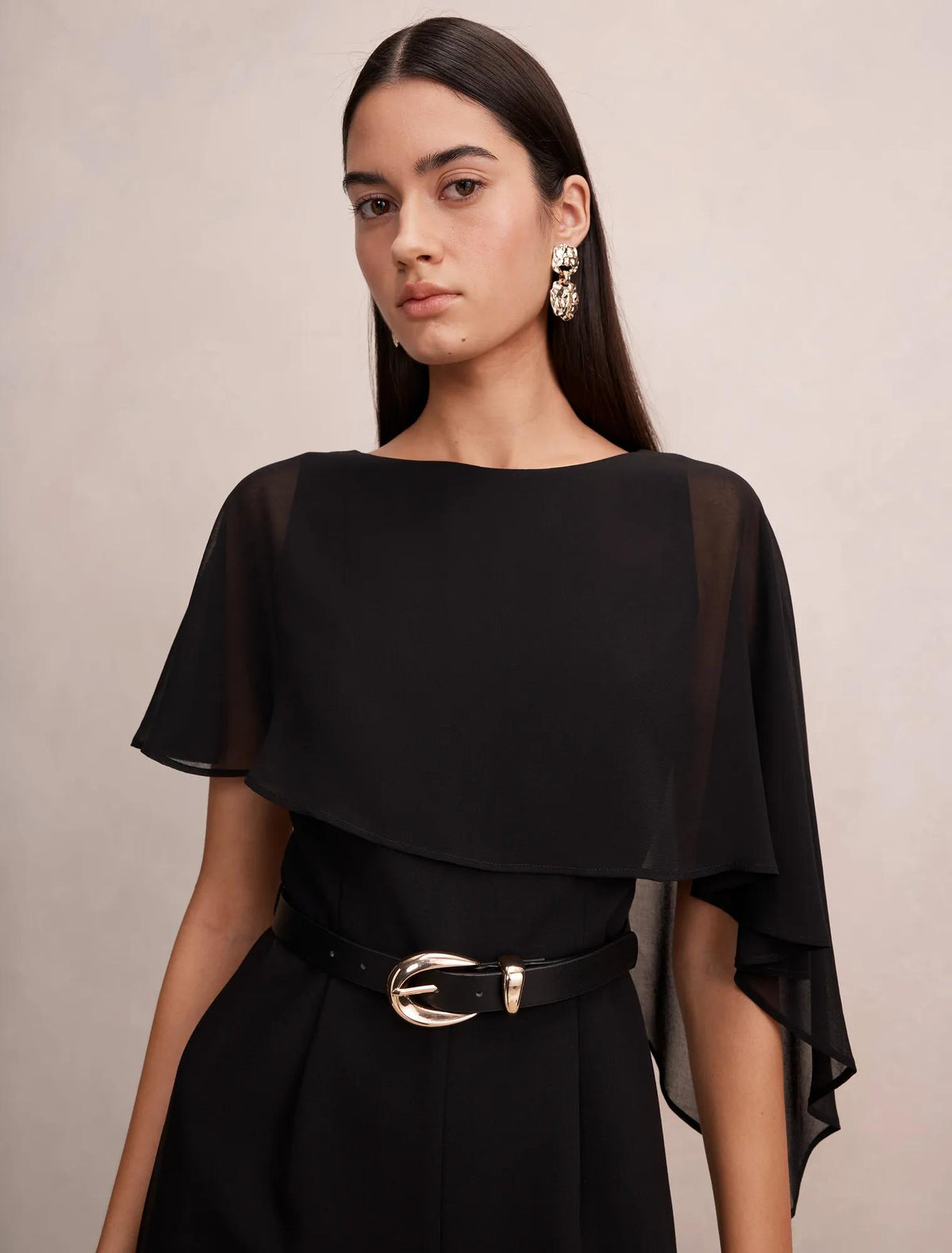 Leonie Cape Overlay Jumpsuit Black