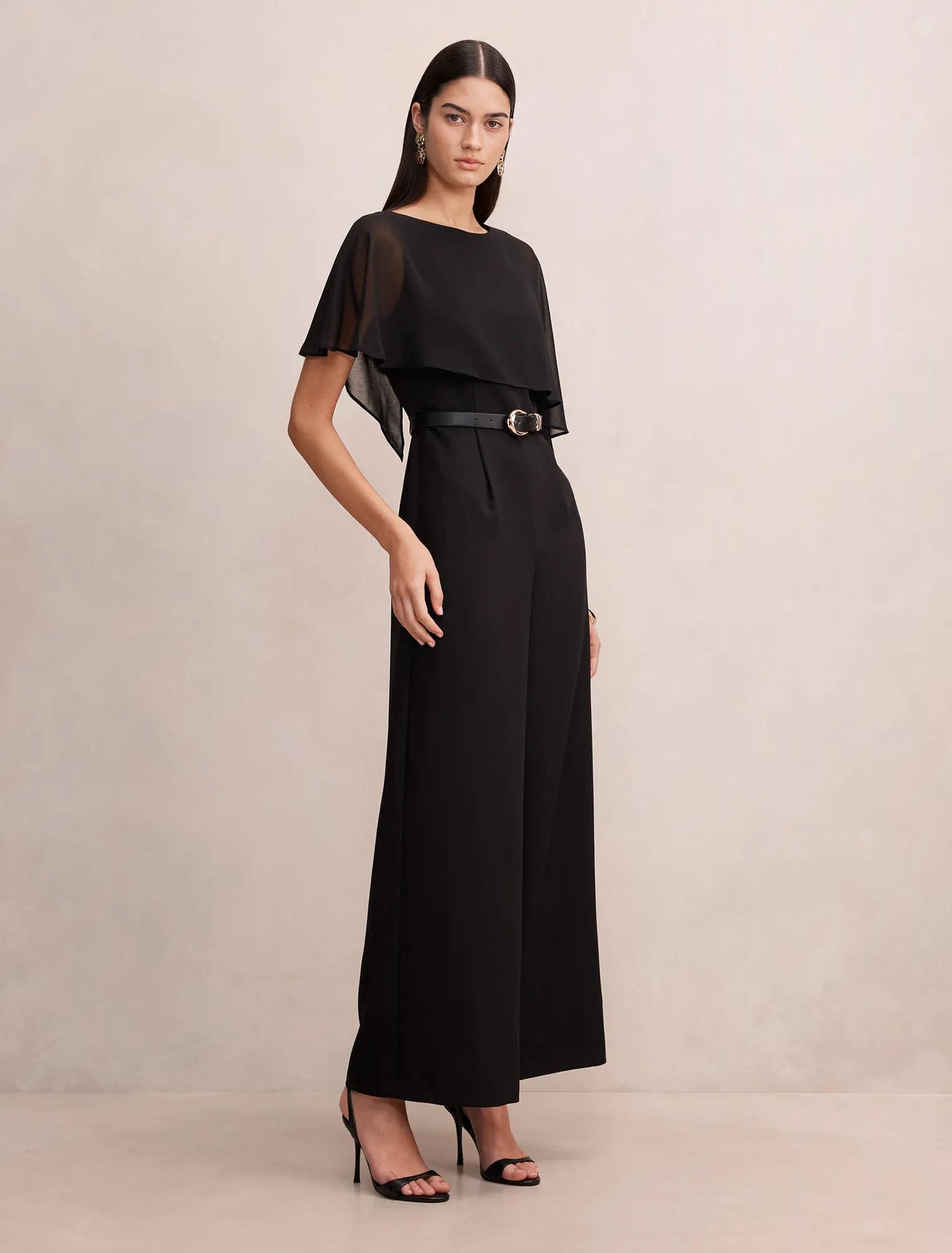 Leonie Cape Overlay Jumpsuit Black
