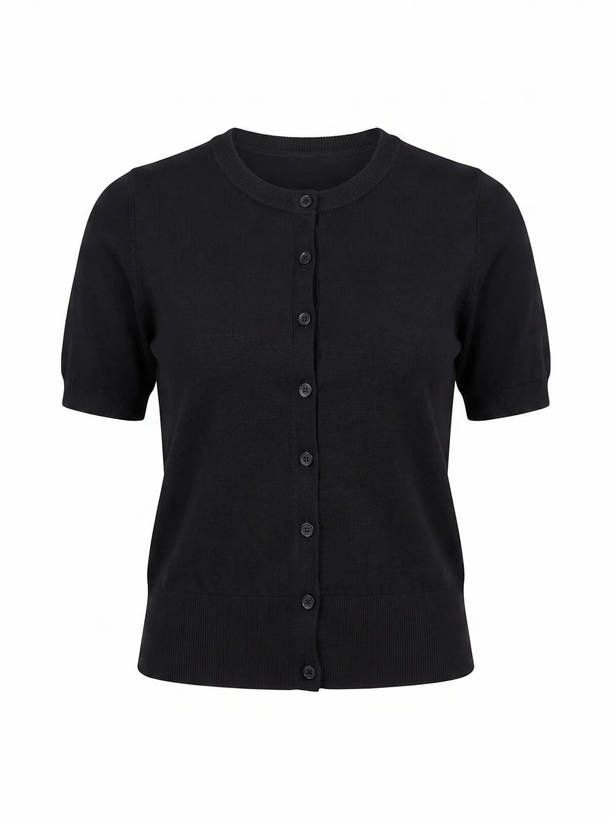 Maisie Button Through Knit Tee Black_mannequin