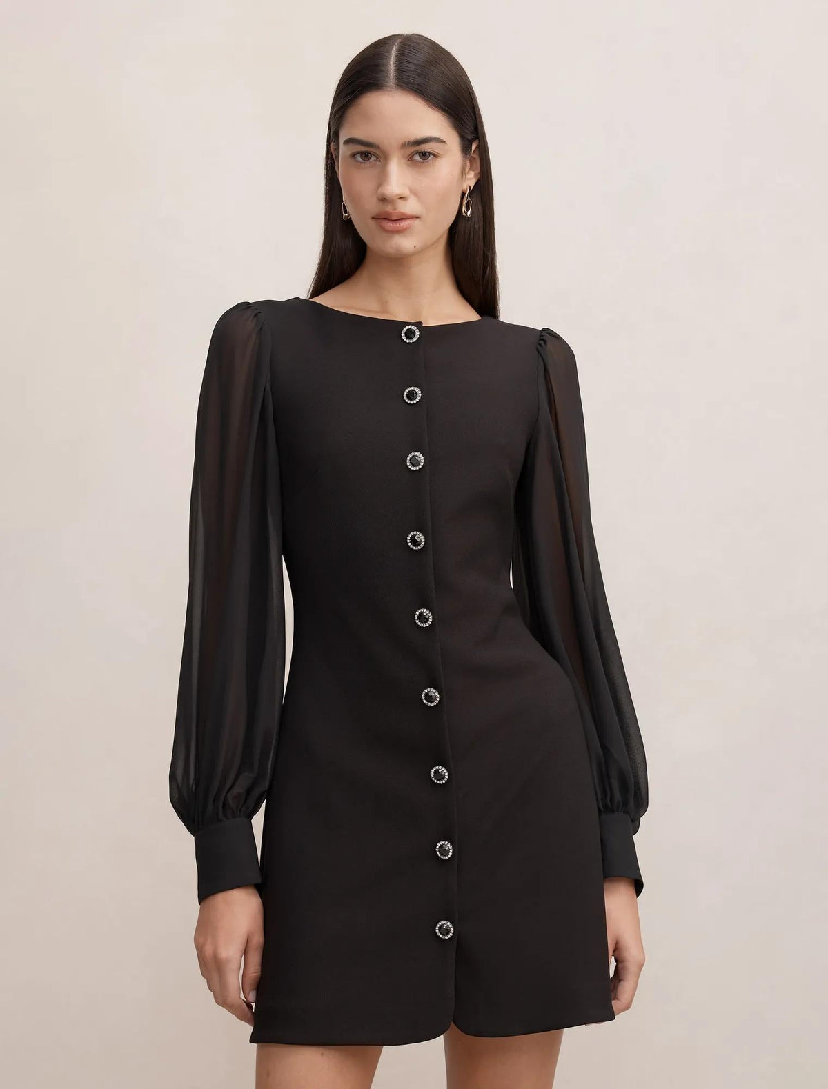 Twiggy Long Sleeve Button Mini Black