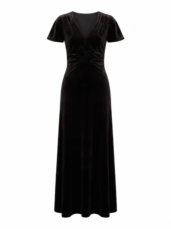 Elma Velvet Ruched Maxi Black_mannequin