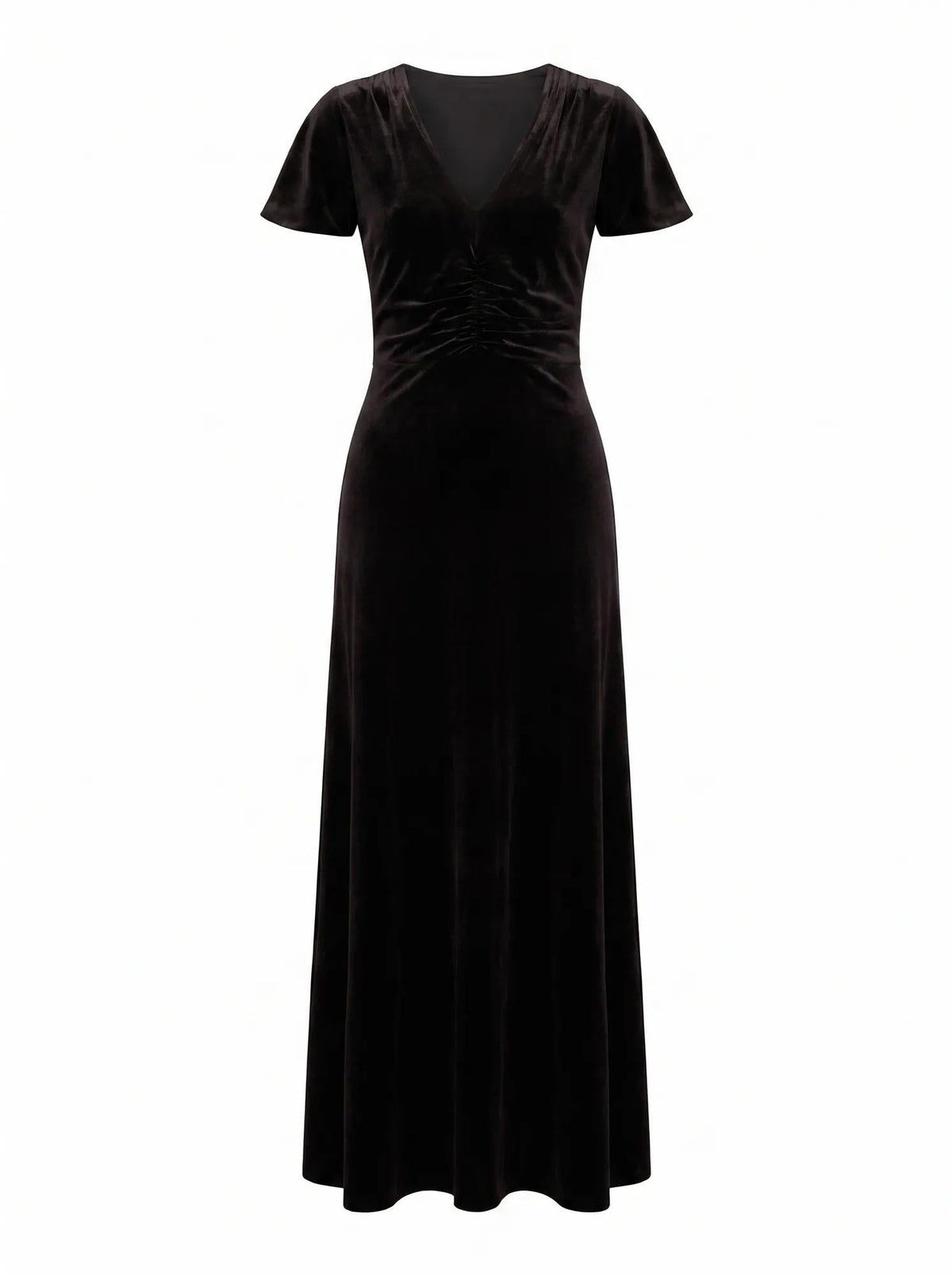 Elma Velvet Ruched Maxi Black_mannequin