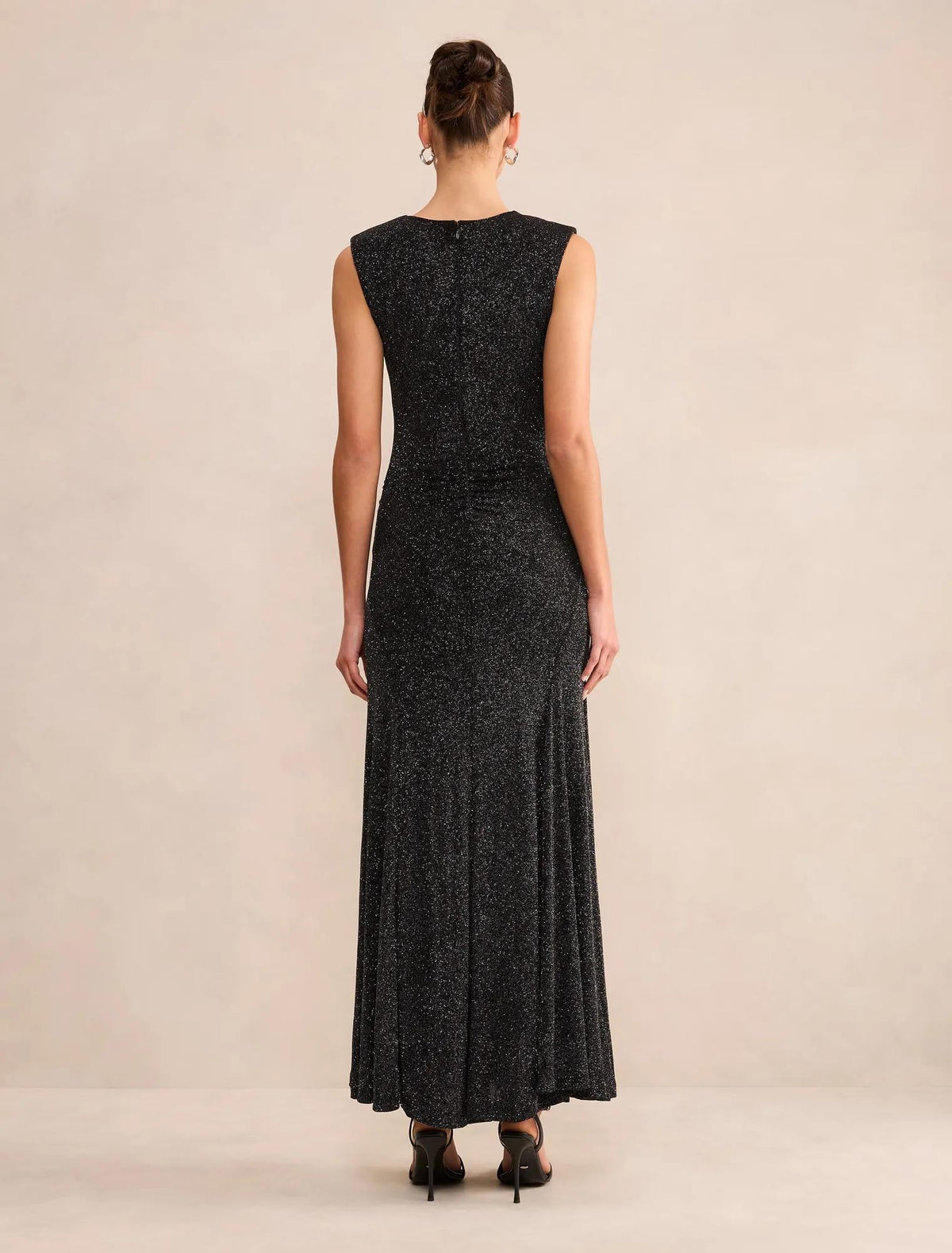 Ciara Gathered Glitter Maxi Black / Silver