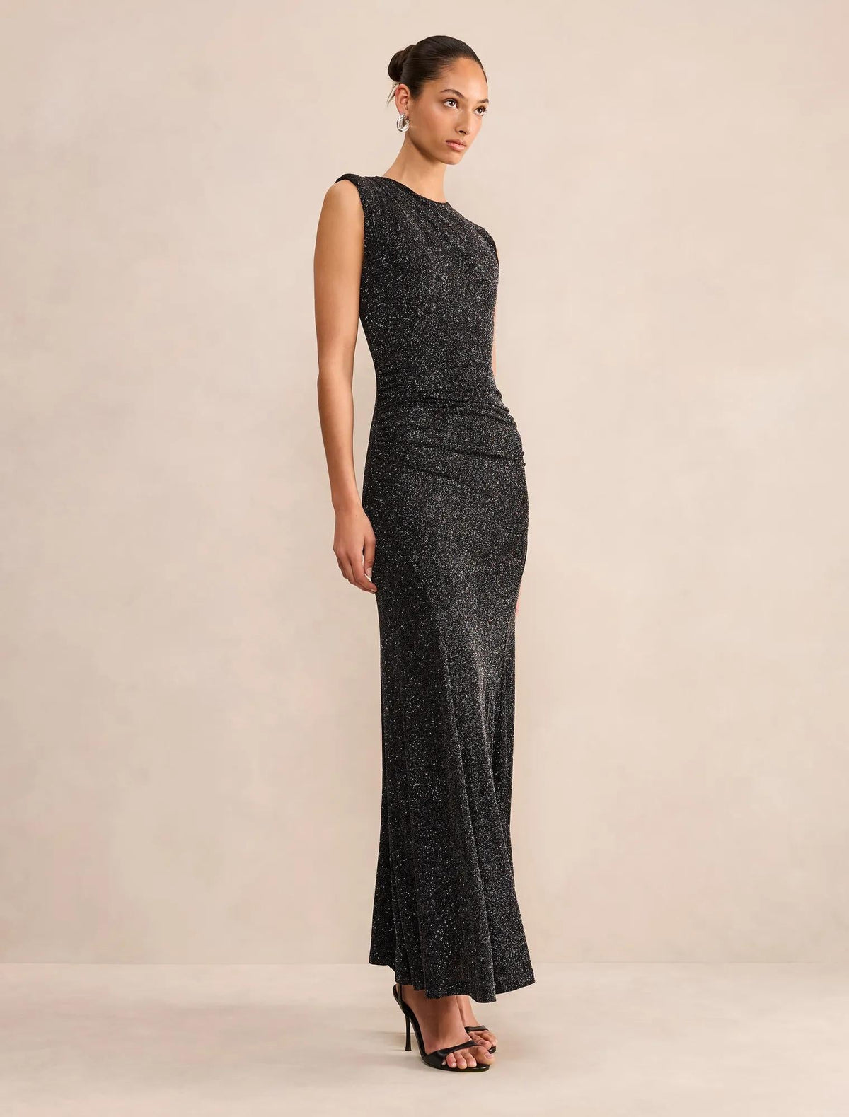 Ciara Gathered Glitter Maxi Black / Silver