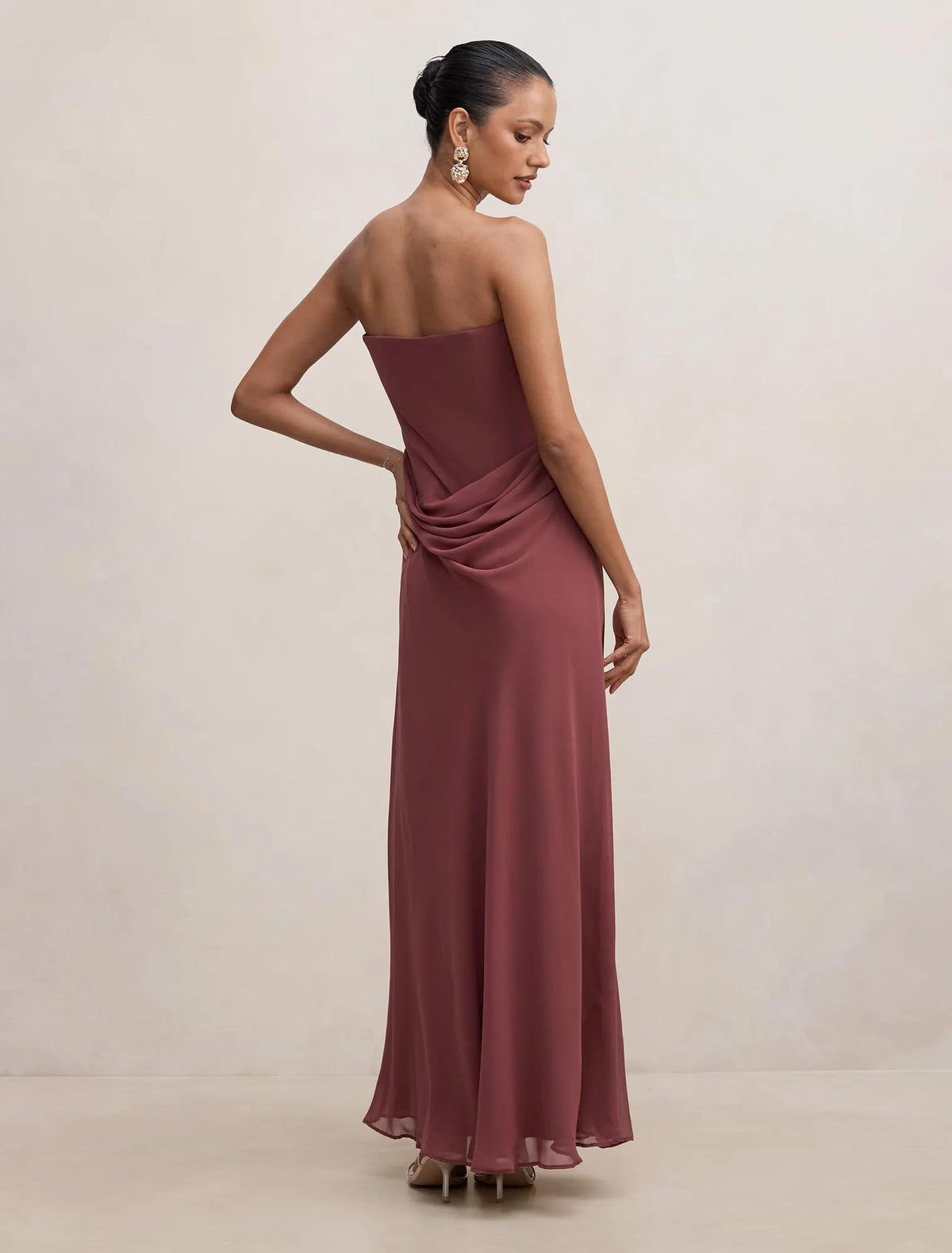 Gwynne Petite Draped Strapless Maxi Sugar Plum