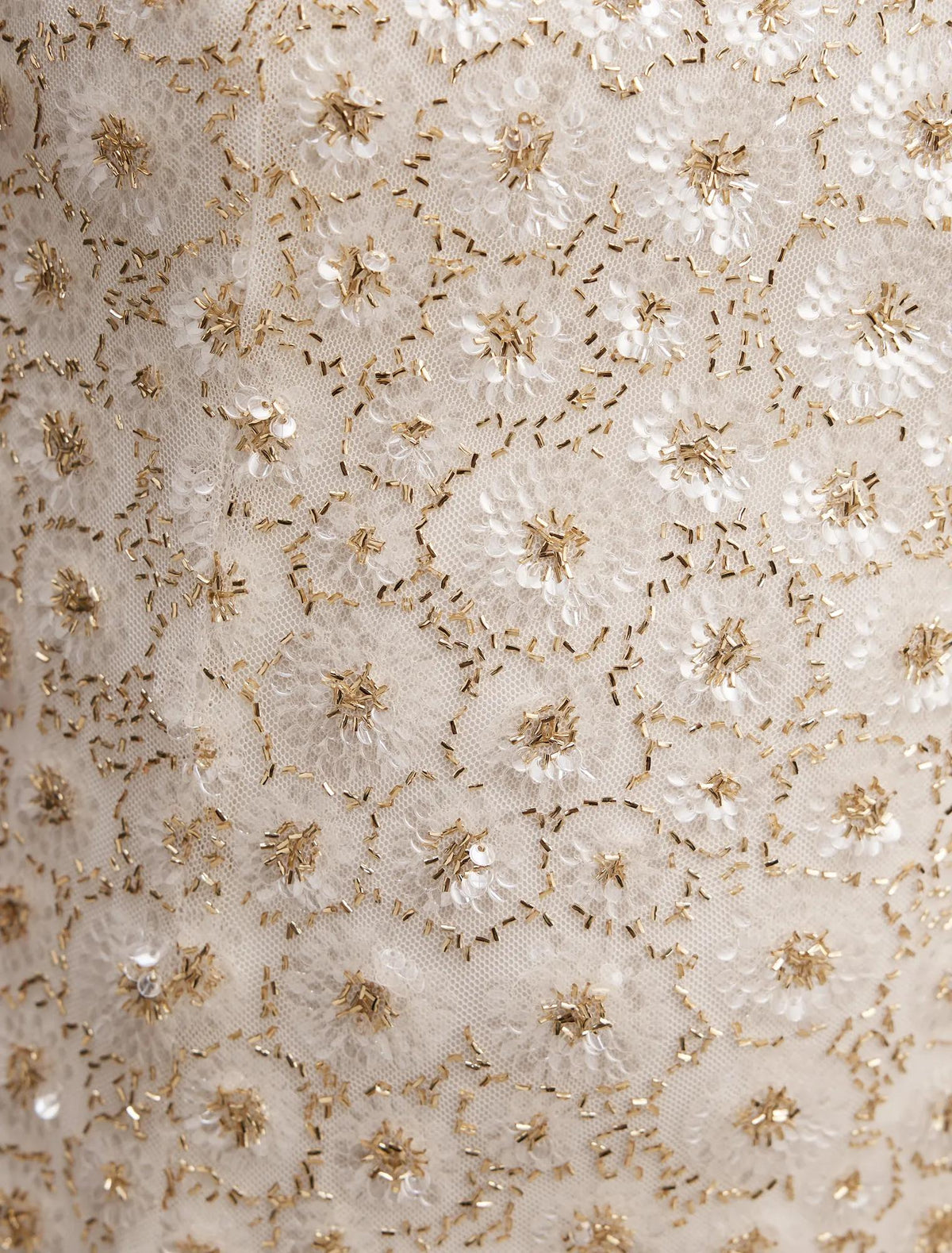 Ines Beaded Sequin Gown Gold
