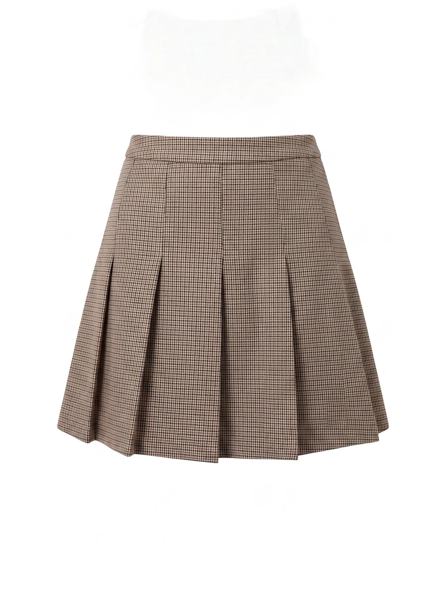 Alisha Petite Pleated Mini Skirt Micro Check Set_mannequin