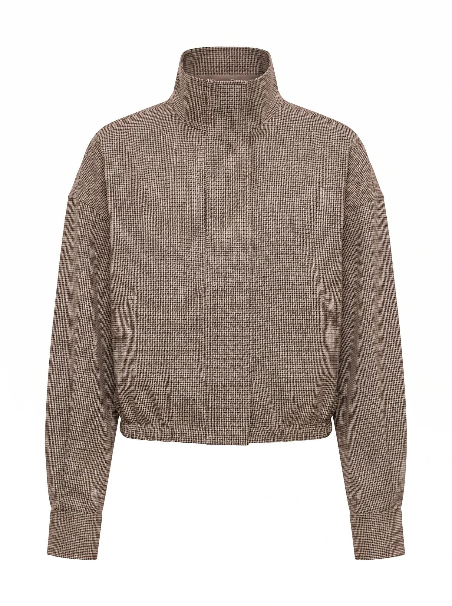 Hazel Petite Funnel Neck Jacket Micro Check Set_mannequin