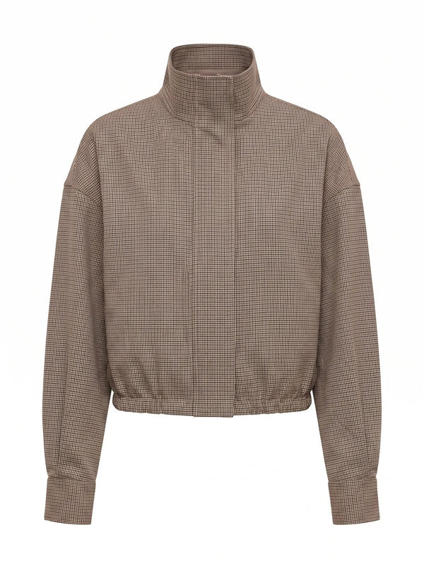 Hazel Petite Funnel Neck Jacket Micro Check Set_mannequin