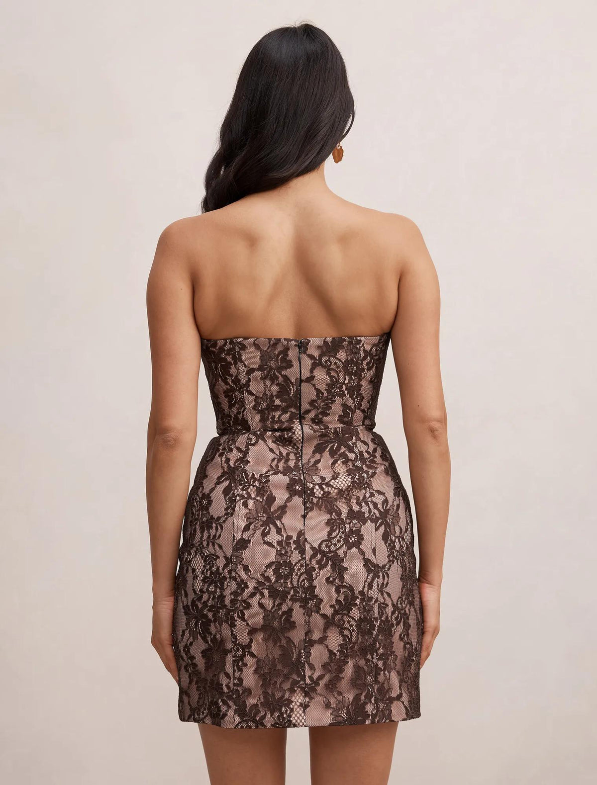 Reese Strapless Lace Corset Mini Chocolate Freckle