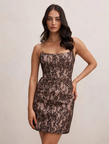 Reese Strapless Lace Corset Mini Chocolate Freckle