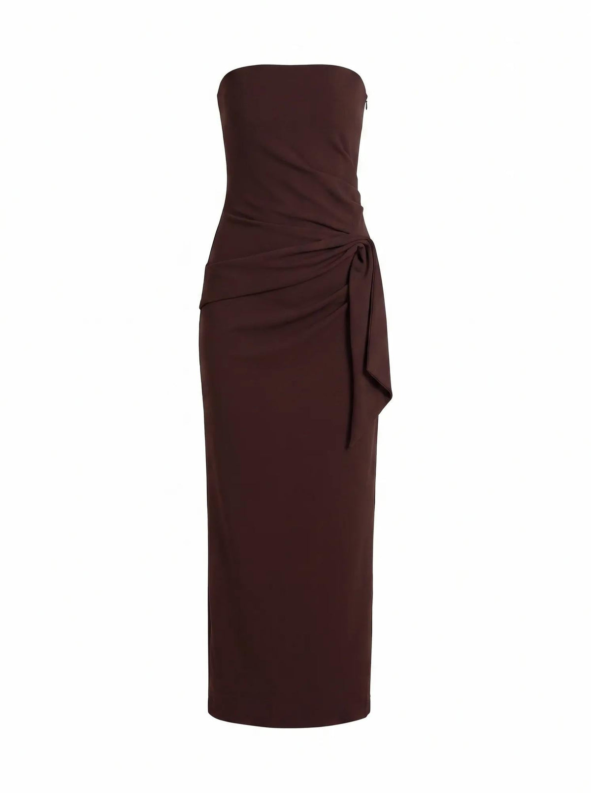Lilah Petite Strapless Crepe Dress Dark Chocolate