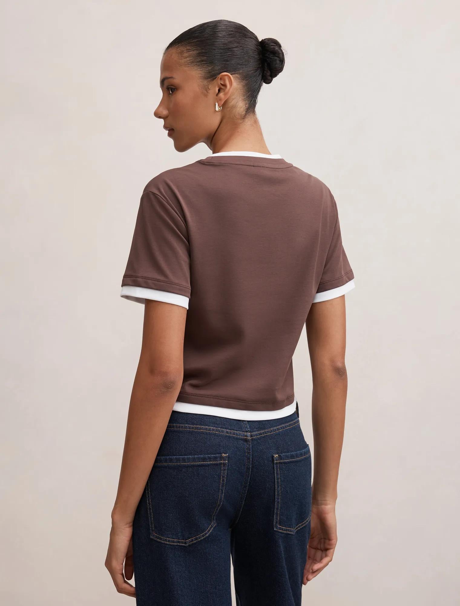 Charlie Contrast Layered Tee Chocolate Bark