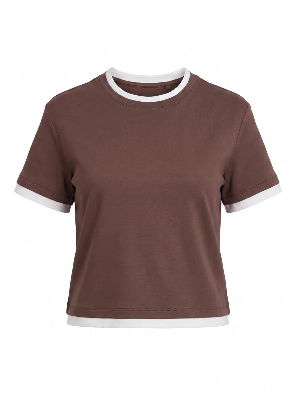 Charlie Contrast Layered Tee Chocolate Bark_mannequin