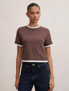 Charlie Contrast Layered Tee Chocolate Bark