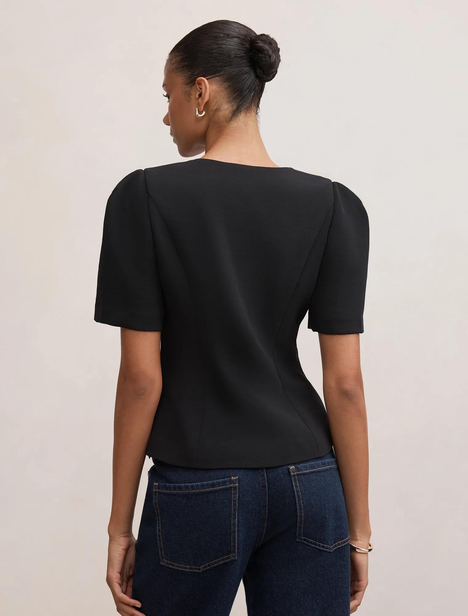 Josie One Button Tailored Blouse Black