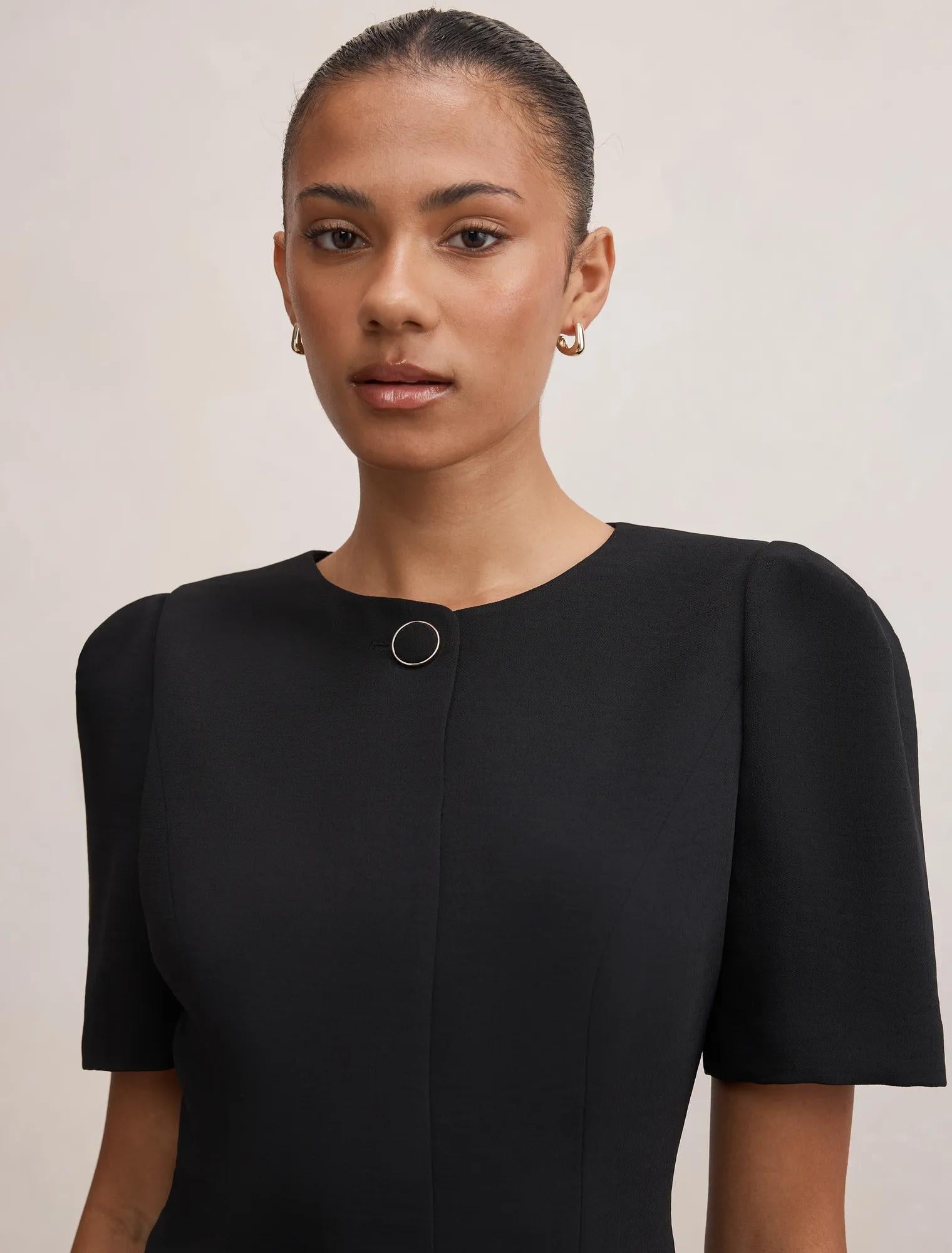 Josie One Button Tailored Blouse Black