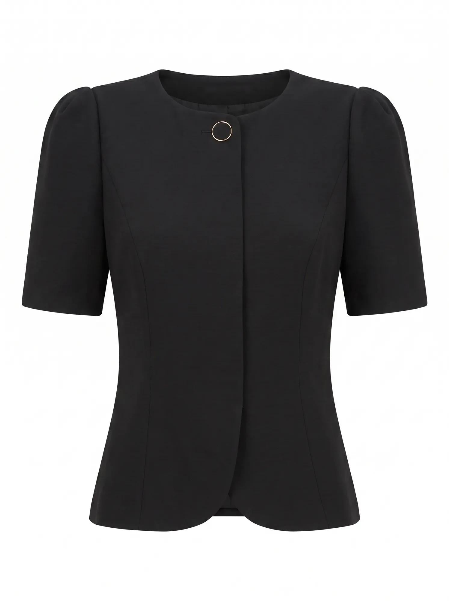 Josie One Button Tailored Blouse Black