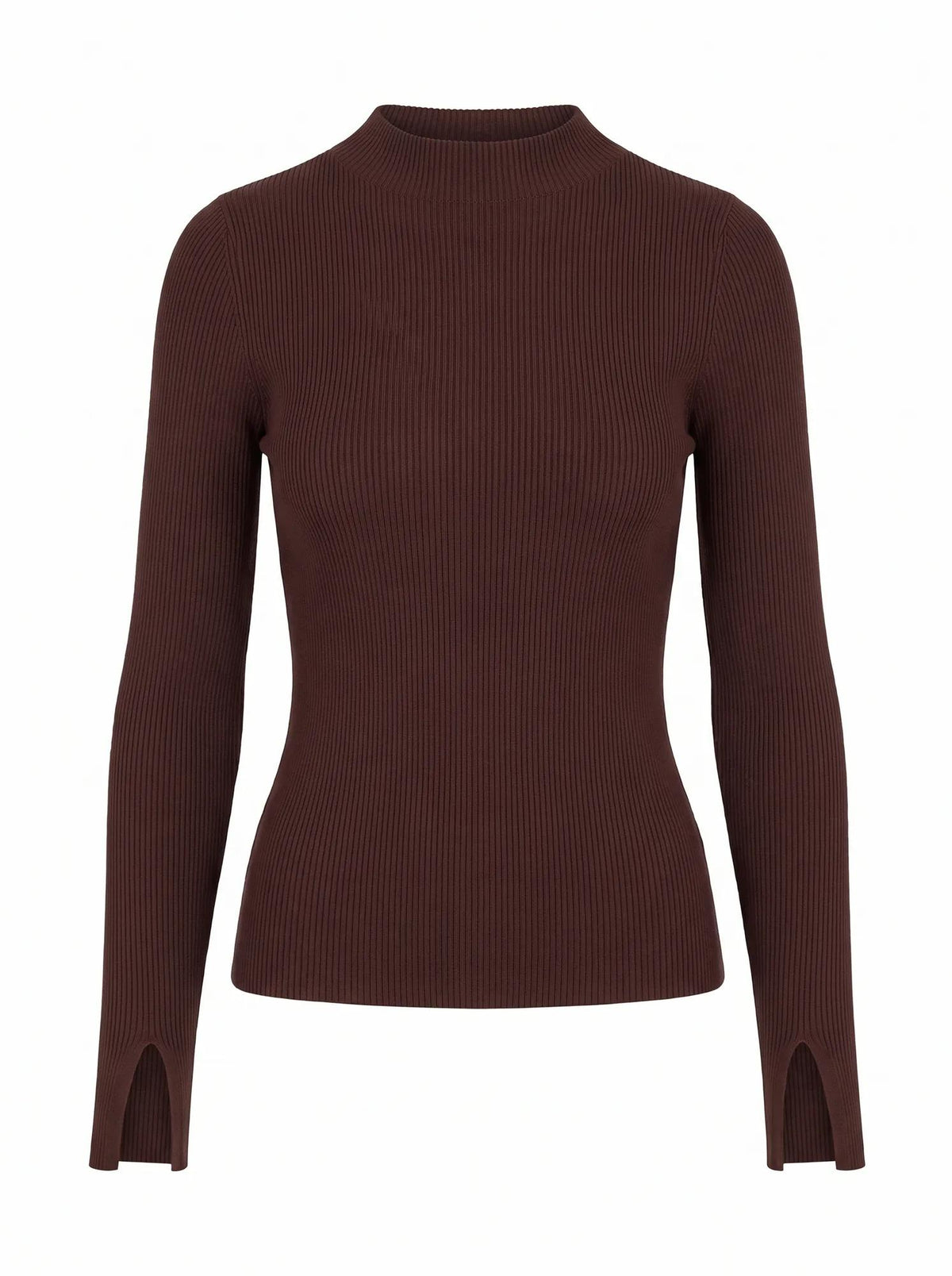 Sienna High Neck Knit Top Chocolate_mannequin