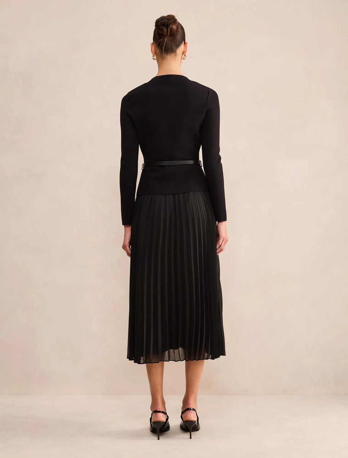 Milana Funnel Neck Midi Dress Black