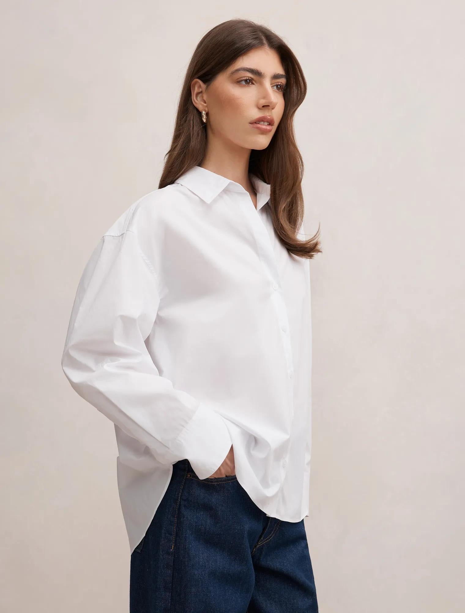 Ivie Oversized Shirt Porcelain
