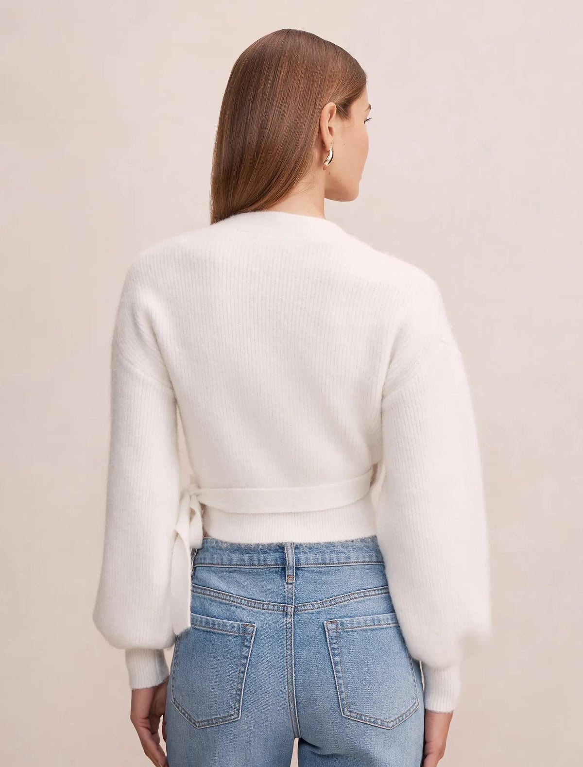 Hollie Wrap Knit Cardigan Porcelain