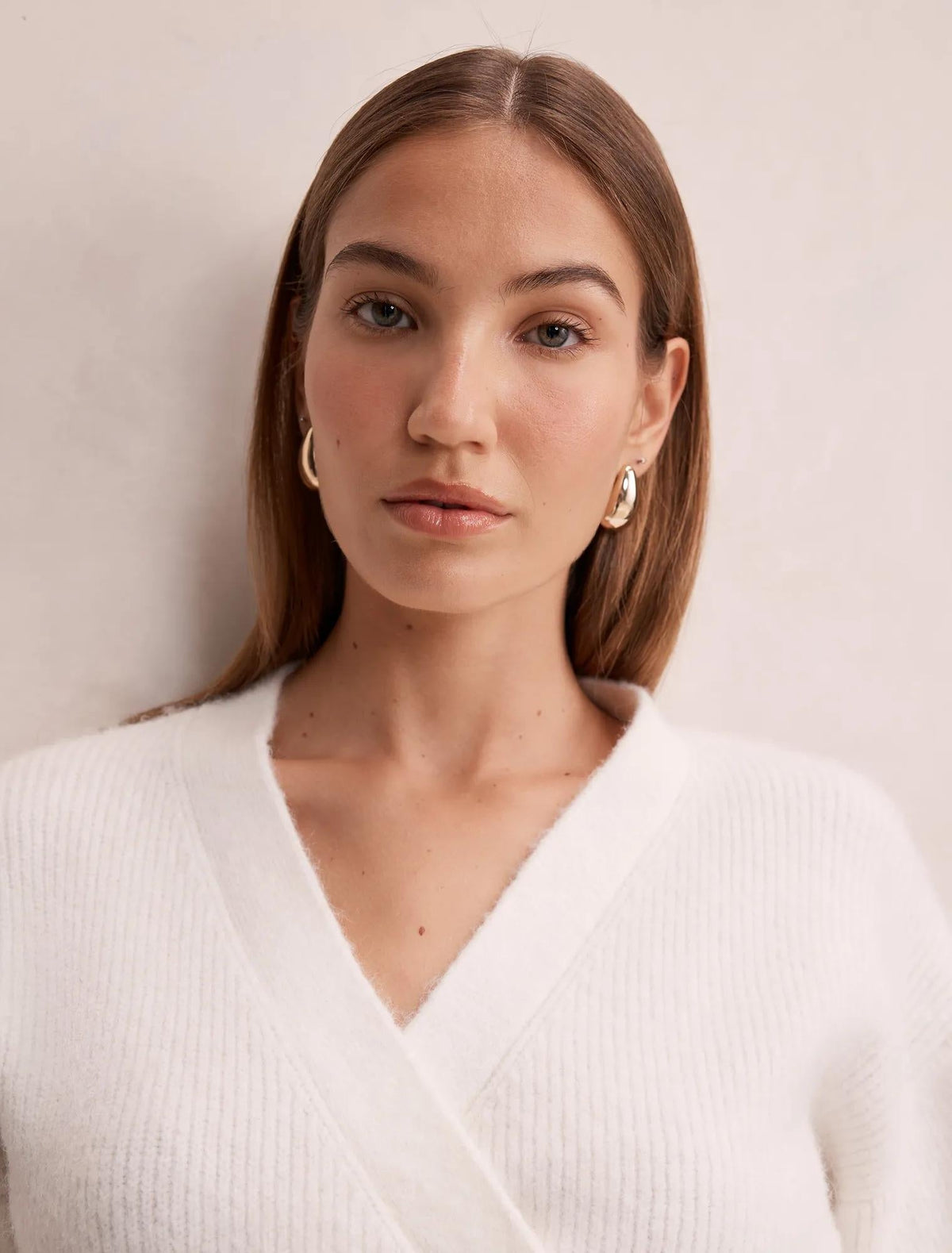 Hollie Wrap Knit Cardigan Porcelain