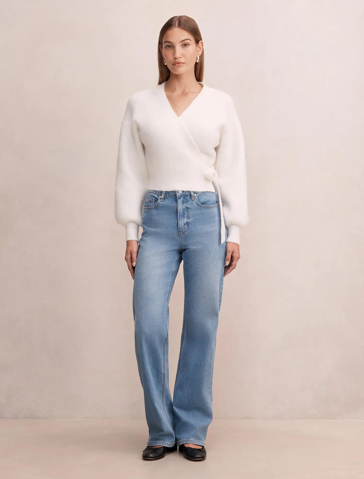 Hollie Wrap Knit Cardigan Porcelain