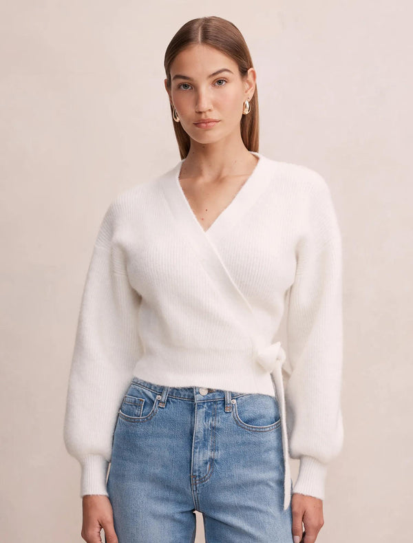 Hollie Wrap Knit Cardigan Porcelain