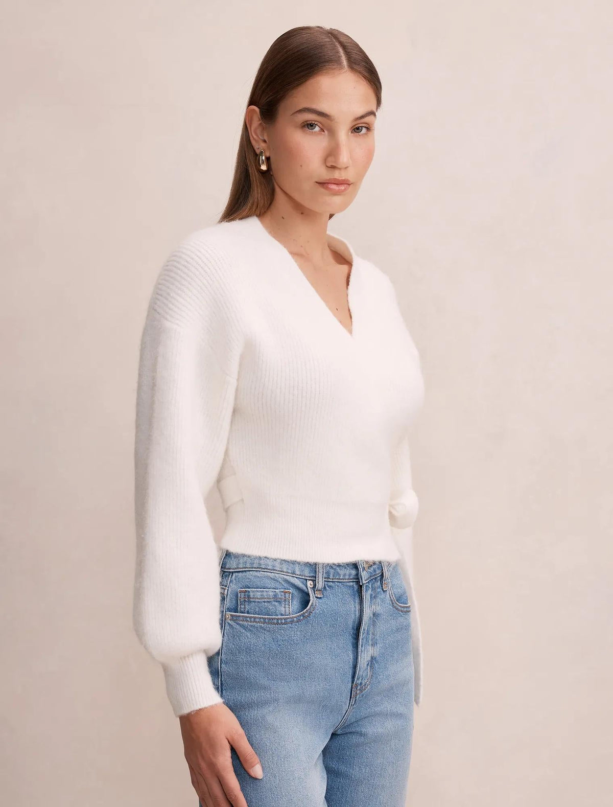Hollie Wrap Knit Cardigan Porcelain