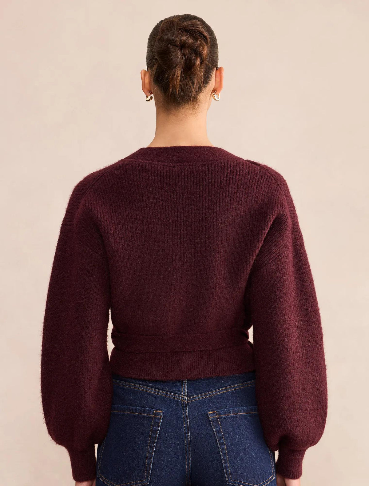 Hollie Wrap Knit Cardigan Burgundy Port