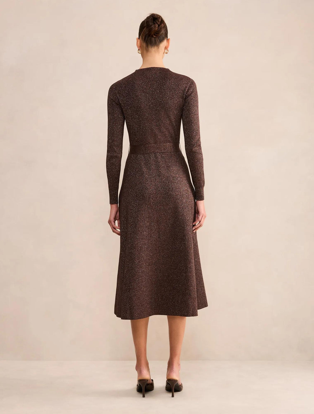 Felicity Metallic Knit Midi Chocolate/ Gold Lurex