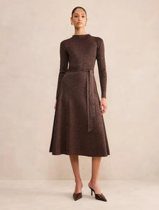 Felicity Metallic Knit Midi Chocolate/ Gold Lurex