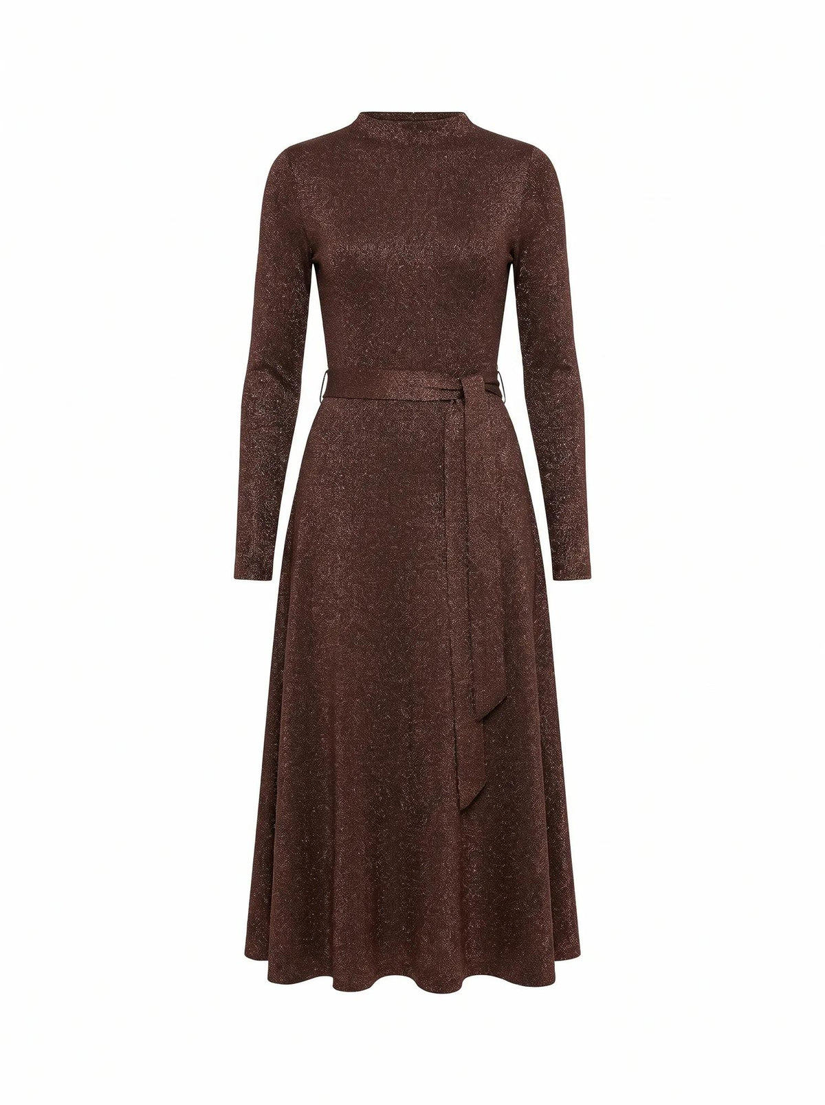 Felicity Metallic Knit Midi Chocolate/ Gold Lurex_mannequin
