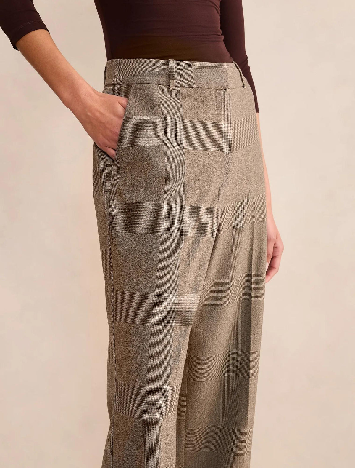 Ada Check Straight Leg Pants Check Suit