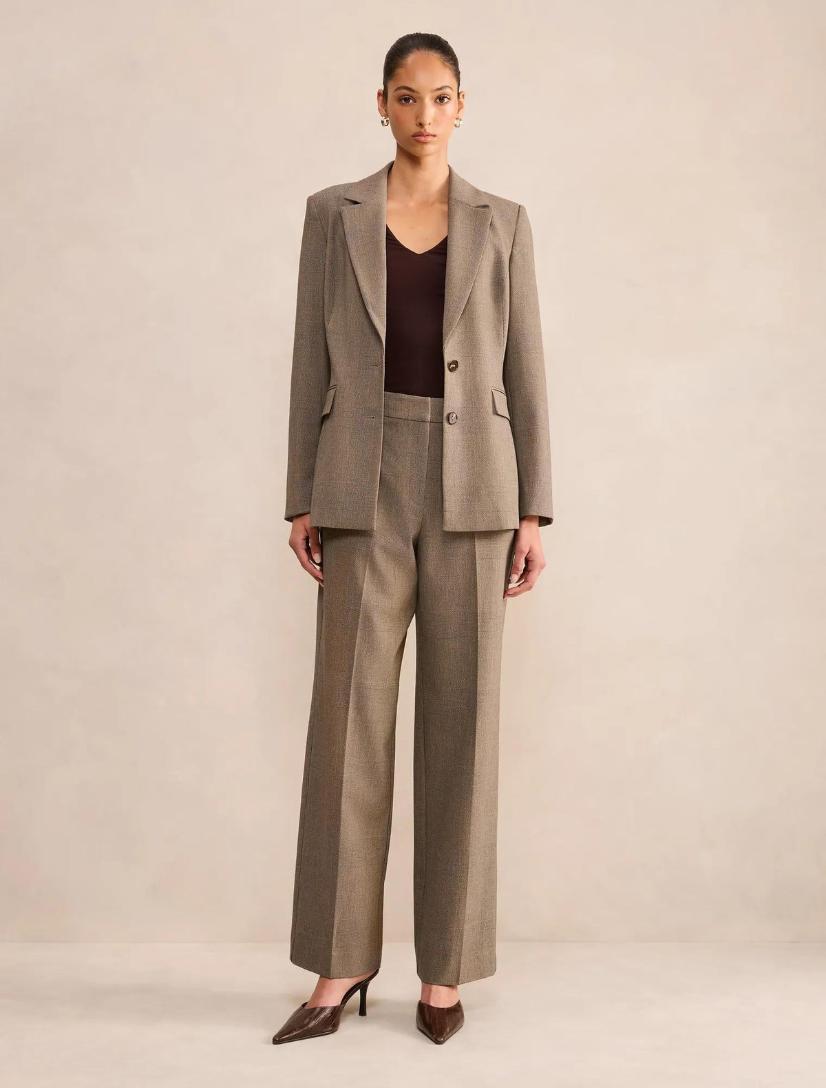 Ada Check Straight Leg Pants Check Suit