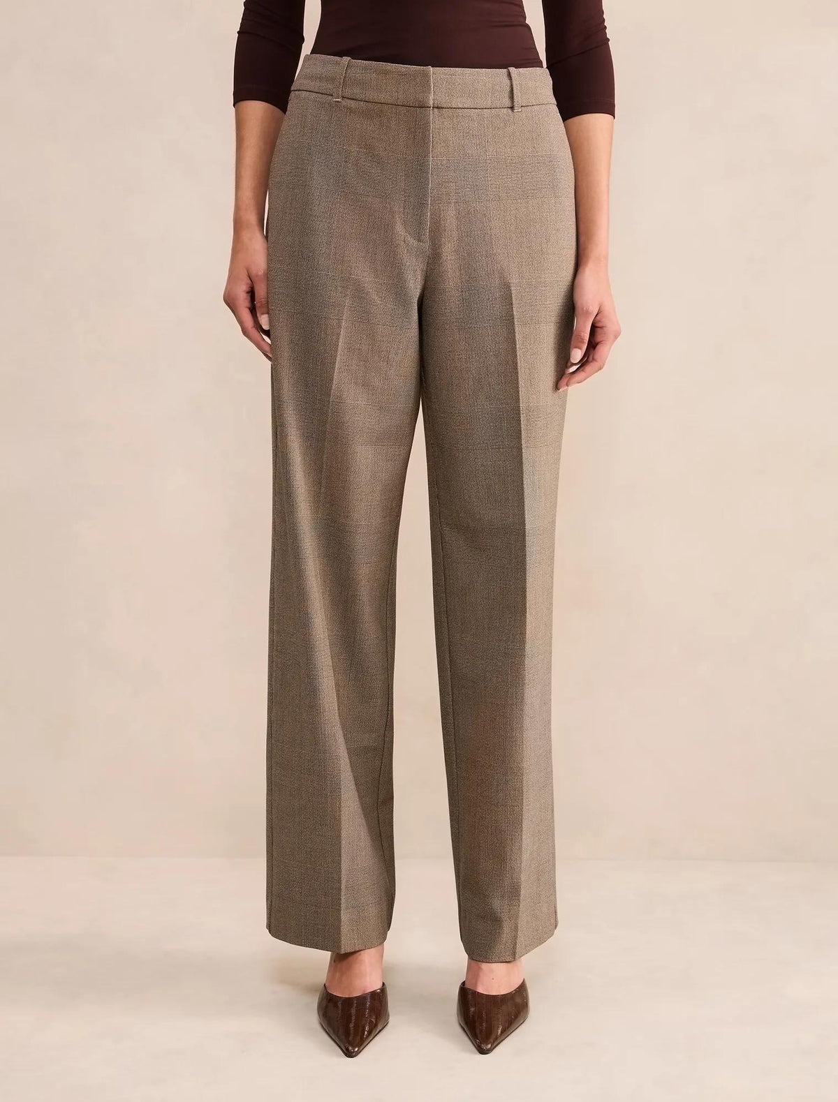 Ada Check Straight Leg Pants Check Suit