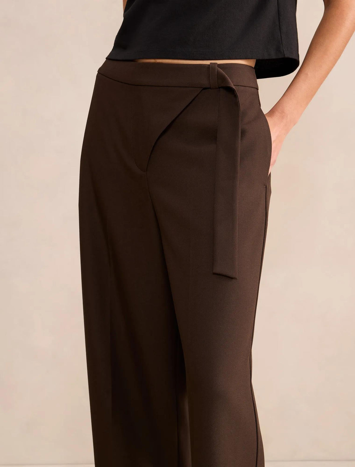 Mila Wrap Wide Leg Pants Dark Chocolate