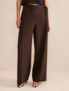 Mila Wrap Wide Leg Pants Dark Chocolate