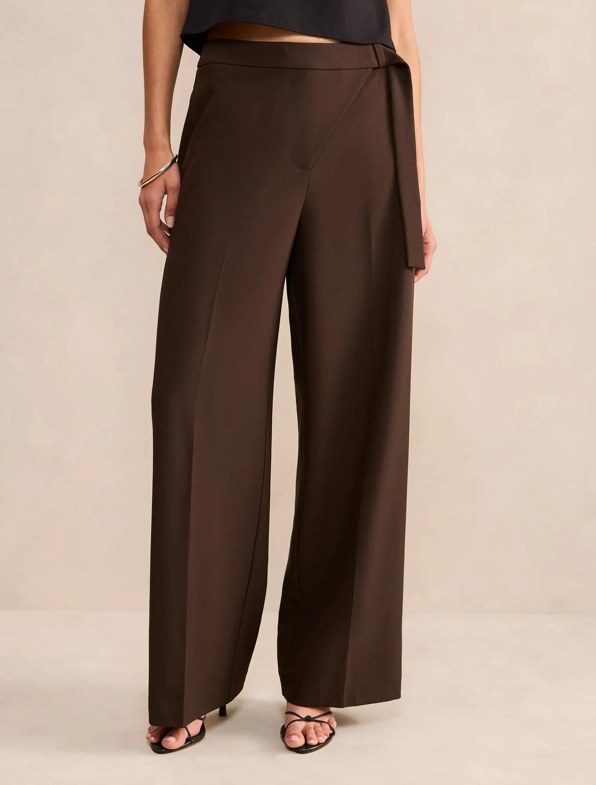 Mila Wrap Wide Leg Pants Dark Chocolate