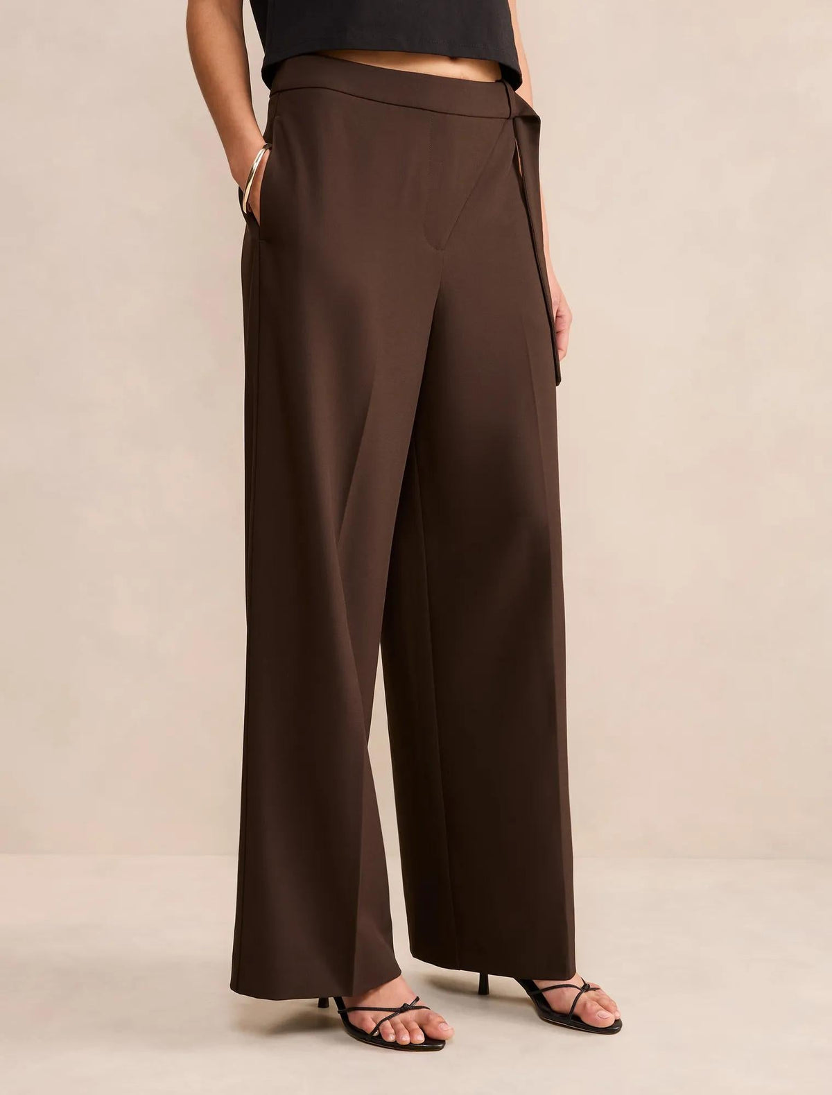 Mila Wrap Wide Leg Pants Dark Chocolate