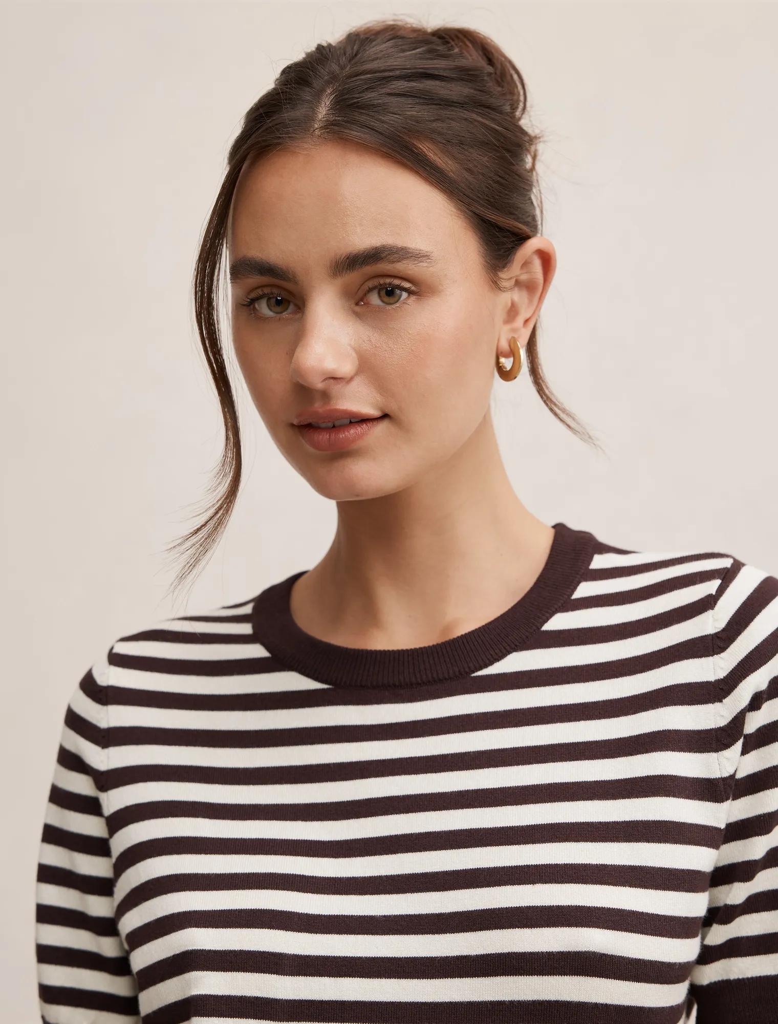 Maisie Stripe Short Sleeve Tee Chocolate Cream Stripe