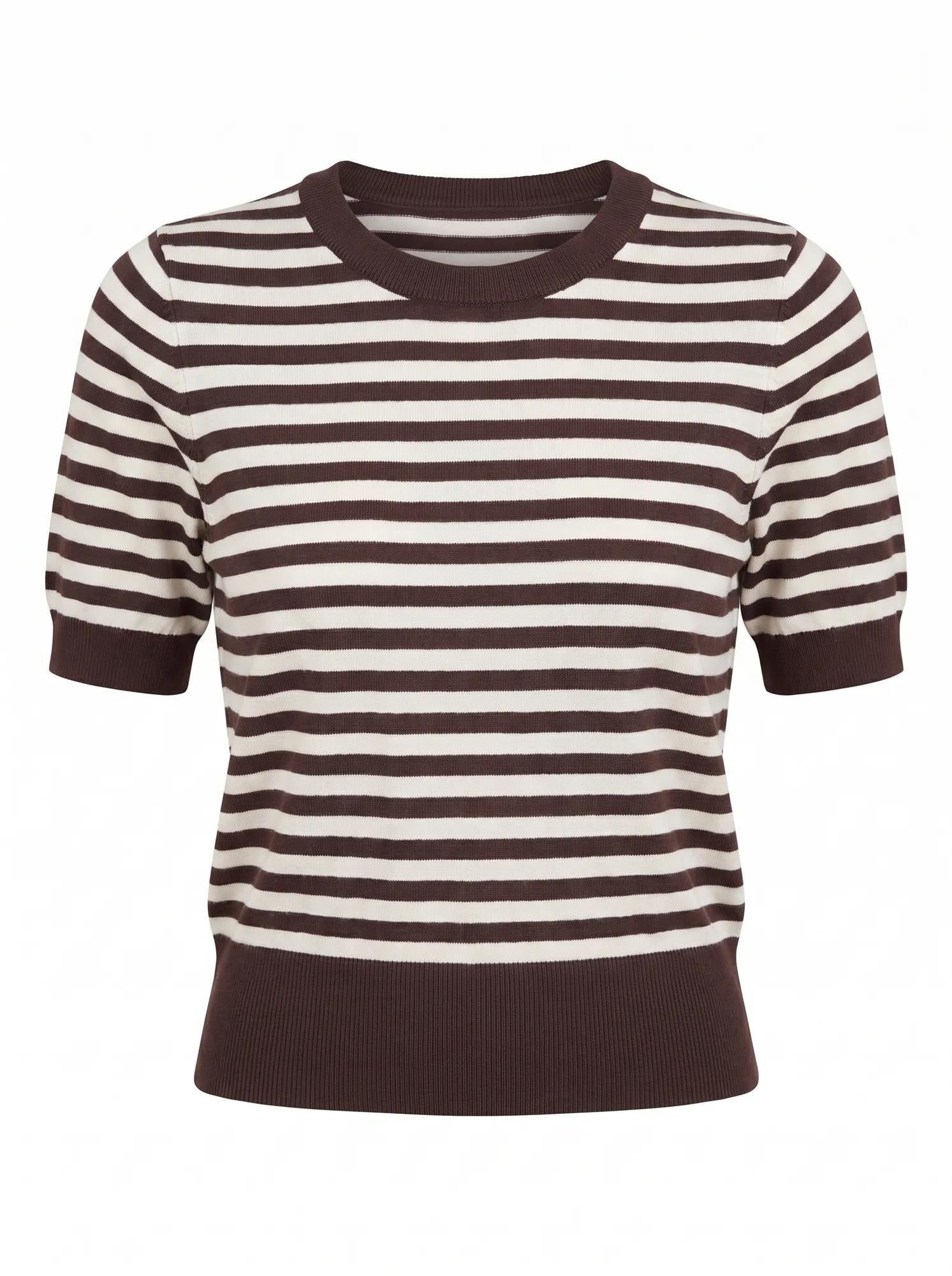 Maisie Stripe Short Sleeve Tee Chocolate Cream Stripe
