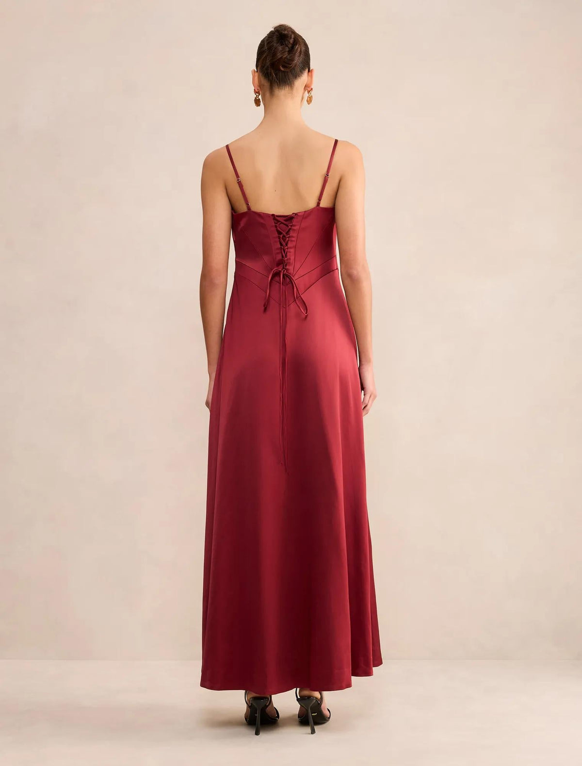 Hattie Corset Panelled Maxi Dress Burgundy