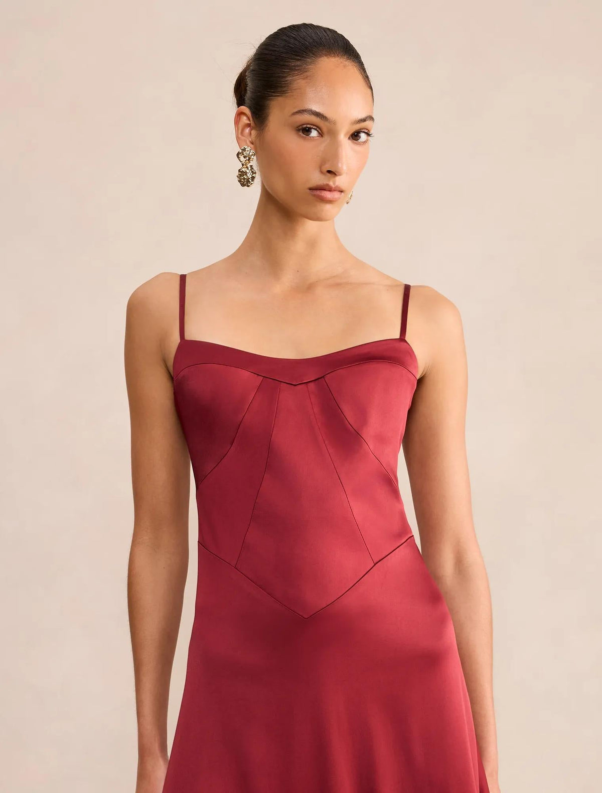 Hattie Corset Panelled Maxi Dress Burgundy