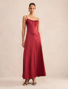 Hattie Corset Panelled Maxi Dress Burgundy