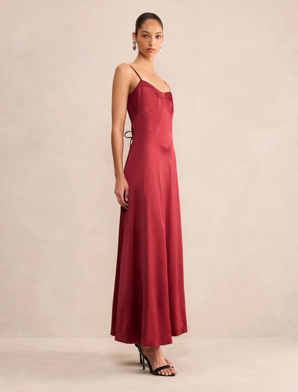 Hattie Corset Panelled Maxi Dress Burgundy