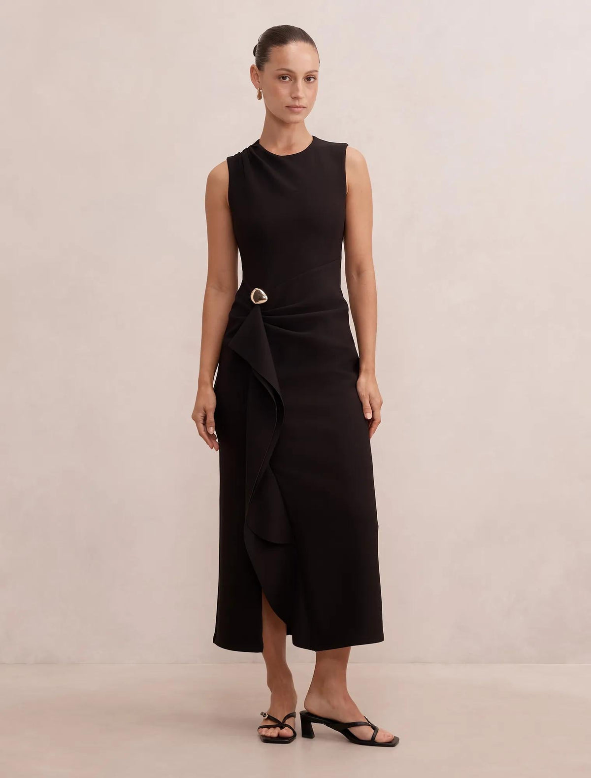 Rylie Petite Ruffle Maxi Dress Black