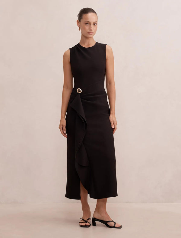 Rylie Petite Ruffle Maxi Dress Black