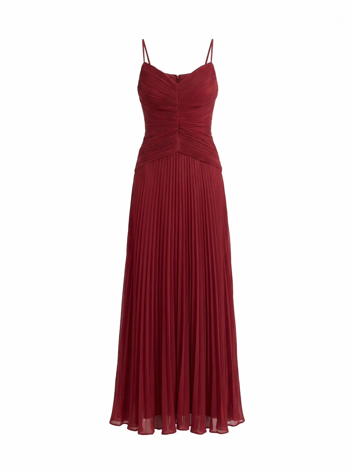Bella Petite Pleated Maxi Dress Berry Red_mannequin